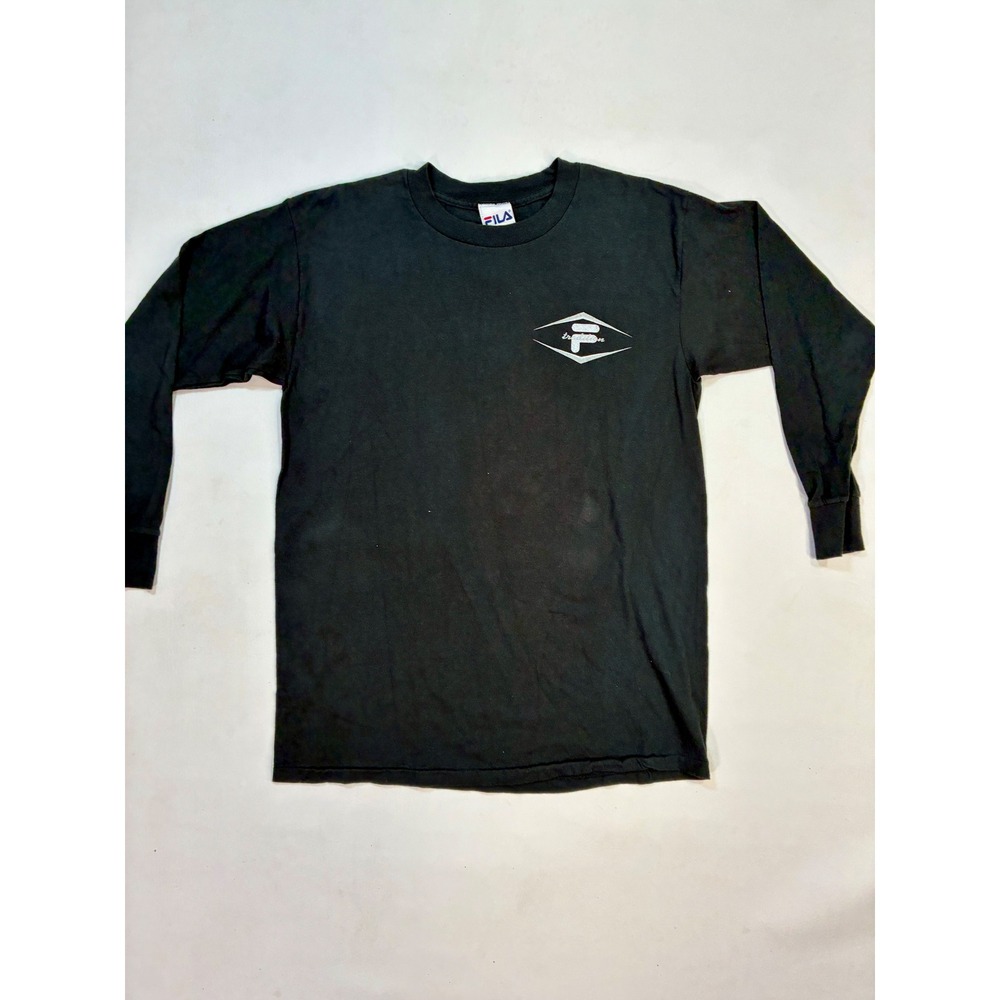 Vintage Fila Long Sleeve‎ T Shirt Graphic Print Black Authentic Clothing Medium